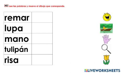 Mover dibujos a palabras 2b