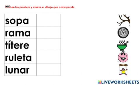 Mover dibujos a palabras 3b