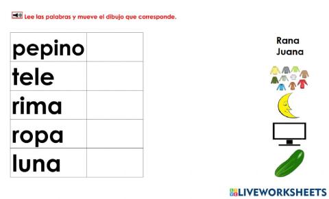 Mover dibujos a palabras 4b