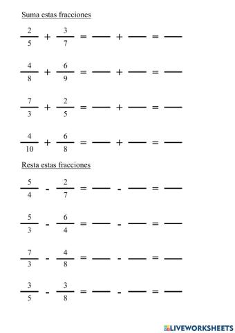 Suma y Resta de Fracciones