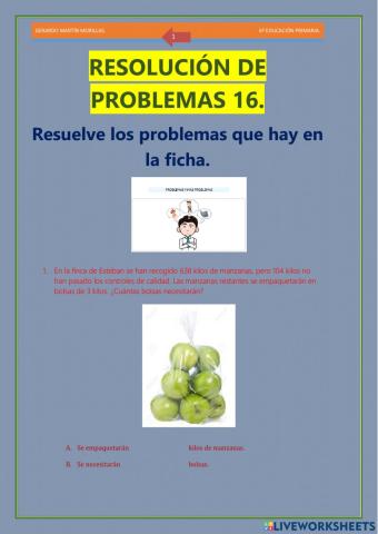 Resolución de problemas. Ficha 16.