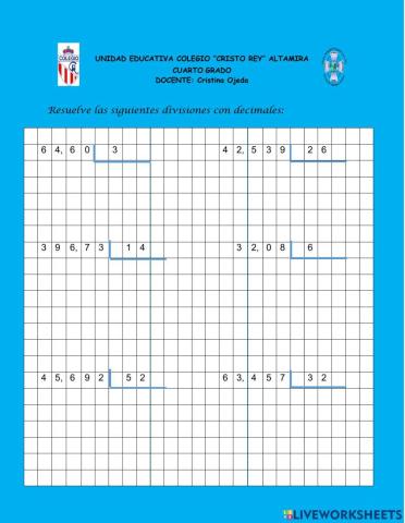 Divisiones con números decimales 