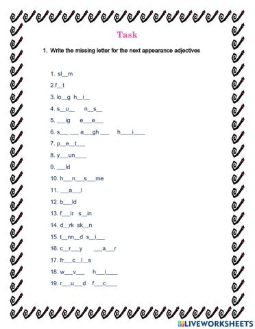 Appearance adjectives