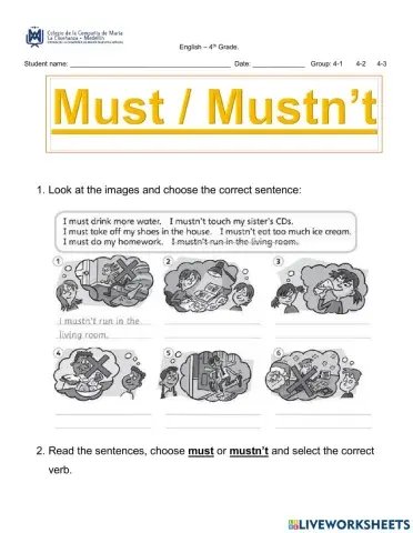 Must-Mustn't 4th Grade