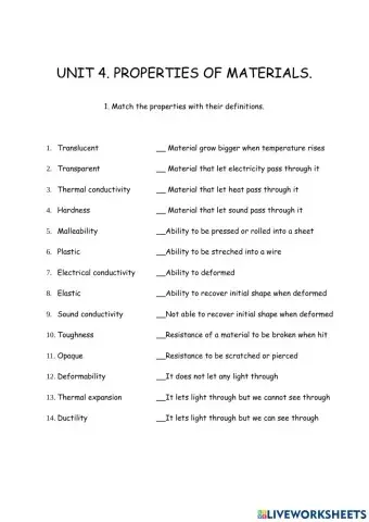 Properties of materials
