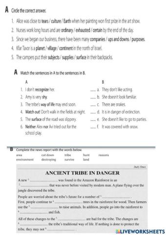 Vocabulary revision unit 2 Just imagine