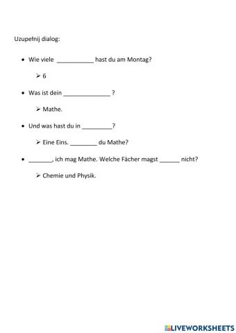 Lieblingsfach - Dialog