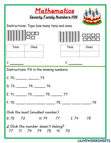 Seventy family numbers