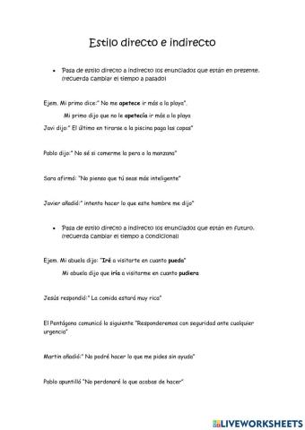 Estilo directo e indirecto