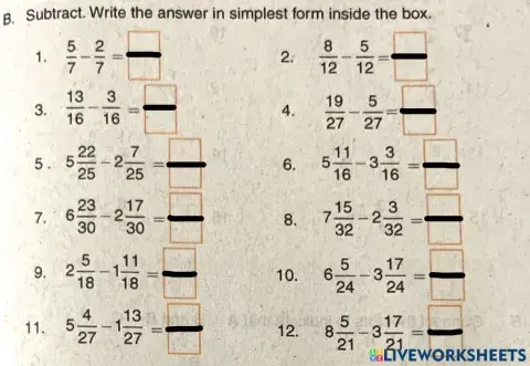 Subtraction of Similar Fraction
