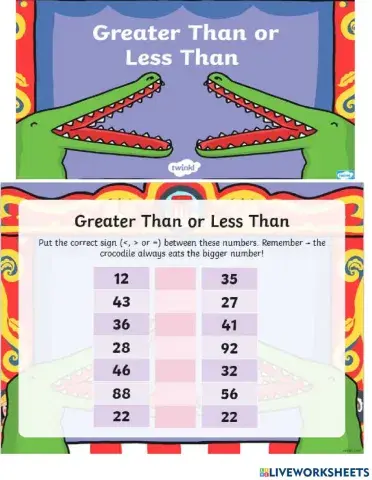 Compare numbers by symbols