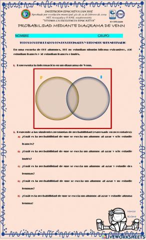 PROBABILIDAD LENGUAS  DIAGRAMA DE VENN