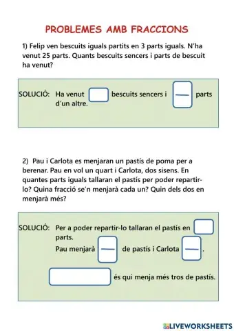 Problemes de fraccions