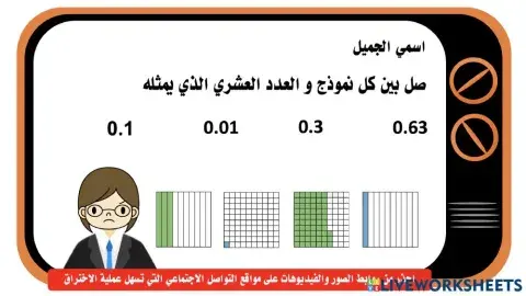 القيمة المكانية في الأجزاء من عشرة و الأجزاء من مئة