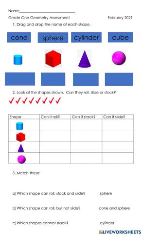 Geometry Live Worksheet Assessment