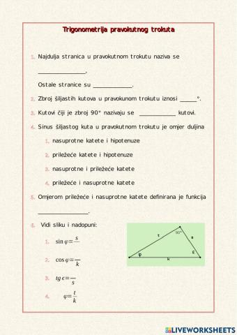 Trigonometrija pravokutnog trokuta