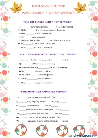 Past simple (Was- Were