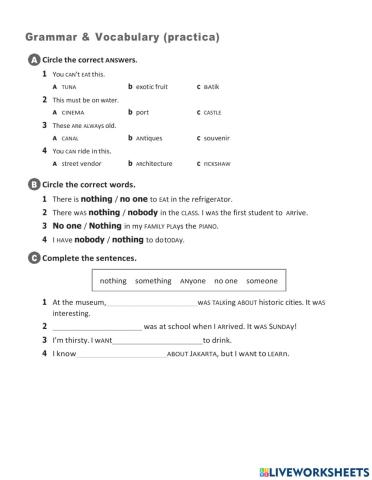 Indefinitive pronouns