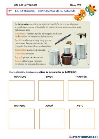 La batucada. Instrumentos