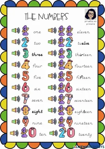 Numbers 1-20 reading (small version)