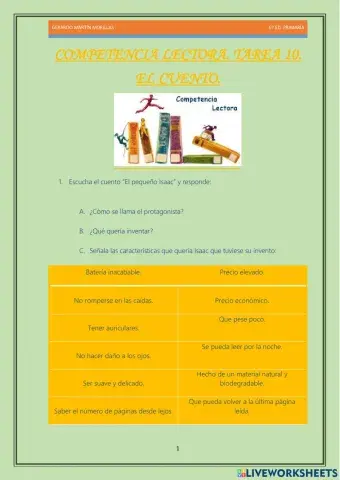 Competencia lectora. Tarea 10.