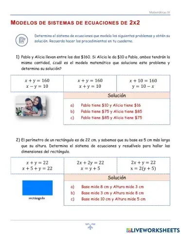 Modelos de sistemas de ecuaciones 2x2 1