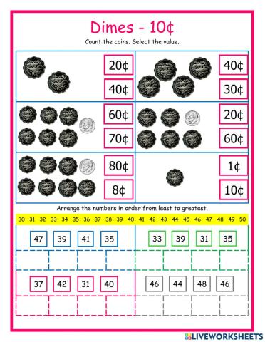 Dimes and Number Order 30-40 DJ