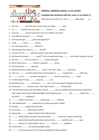 Definite and indefinite articles 1