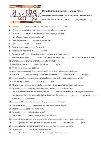 Definite and indefinite articles 1