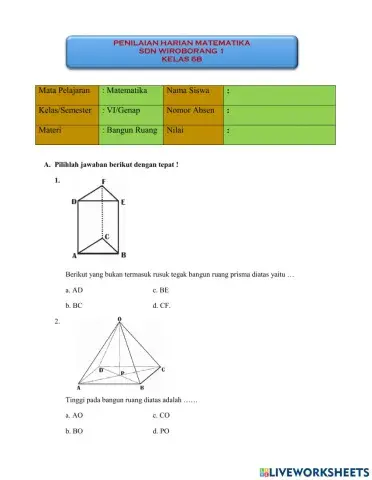 Matematika 6 Bangun Ruang