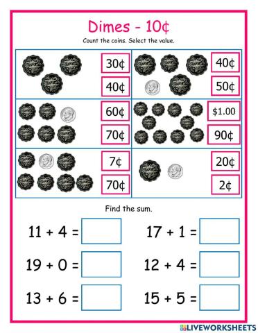 Dimes and Adding Whole Numbers DJ