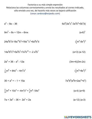 FActorización semana 23