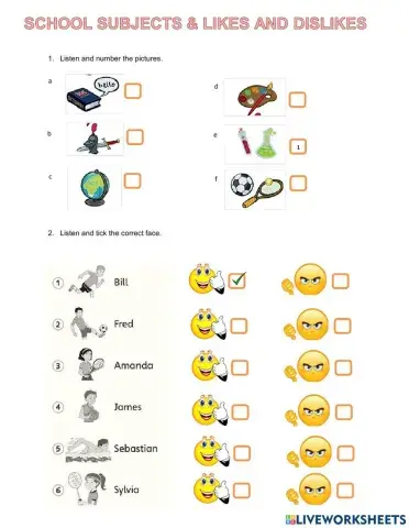 Listening: School subjects & Likes and dislikes