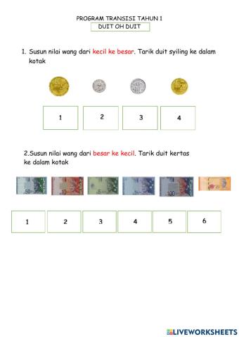 Transisi Tahun 1: Duit Oh Duit
