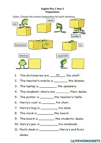 English plus 1 starter unit-prepositions