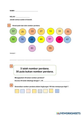 NOMBOR PERDANA TAHUN 5