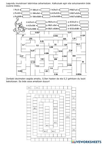 Buruzko kalkulua zenbaki dezimalekin