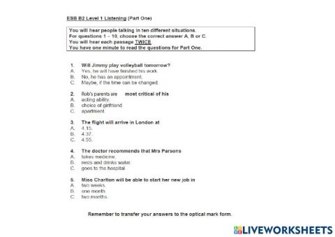 ESB B2 Listening May 2018