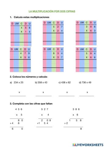 Multiplicaciones por dos cifras