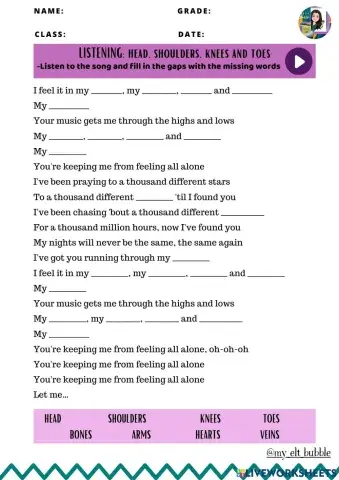 Head, shoulders, knees and toes