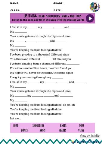 Head, shoulders, knees and toes