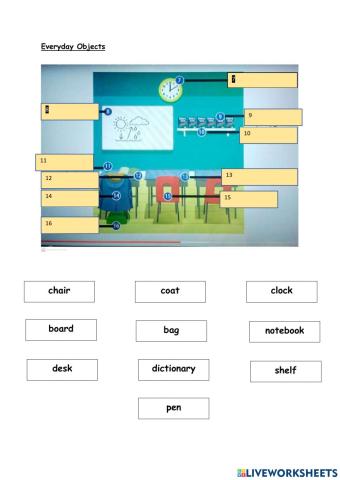 Everyday object. year 5 cefr. starter unit. drag and drop
