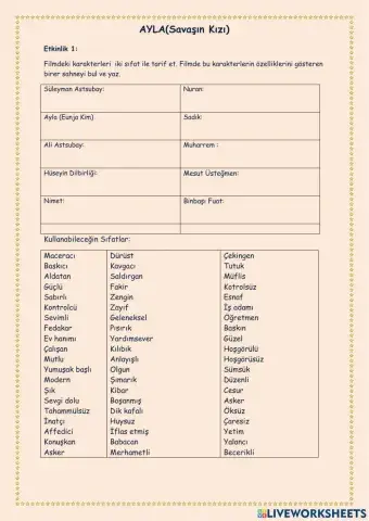 Ayla(Savaşın Kızı) Etkinlik