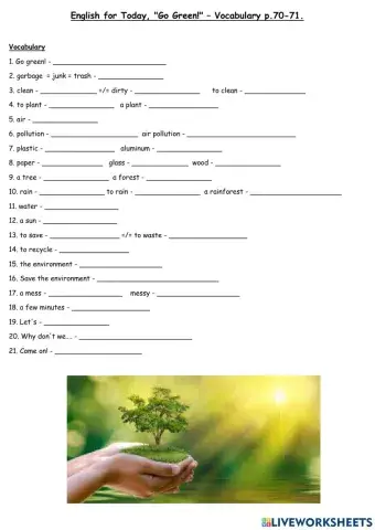 English for Today, -Go Green!- p.70-71 Vocabulary, Dina Shterengas