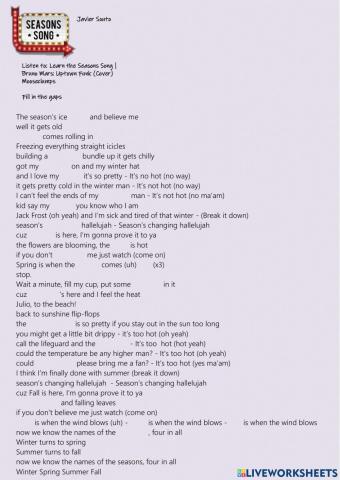 Seasons Song - fill in the gaps