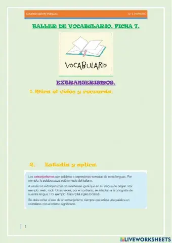 Taller de vocabulario. Ficha 7.