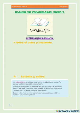 Taller de vocabulario. Ficha 7.