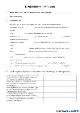 CO Segregation (English and French)