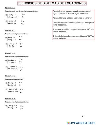 Ejercicios sistemas de ecuaciones lineales (2)