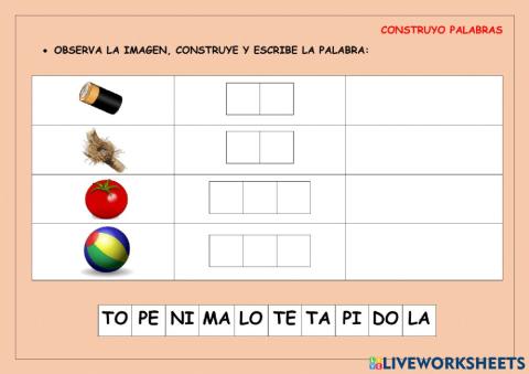 Observa, construye y escribe la palabra-2